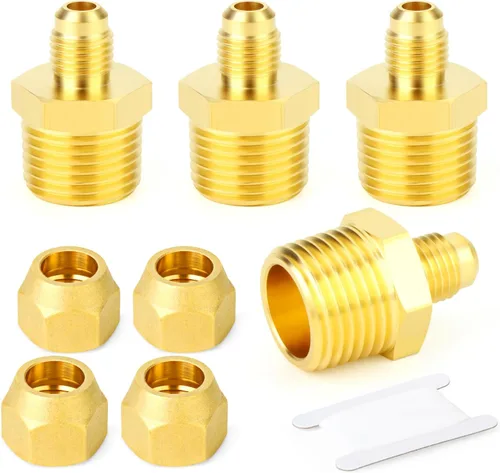 Miniatura 32 de GASHER 5 piezas de accesorios de tubo de cobre con conexión abocinadas de 45 grados, tuerca de 1,27 cm para aire acondicionado, extensión de cobre