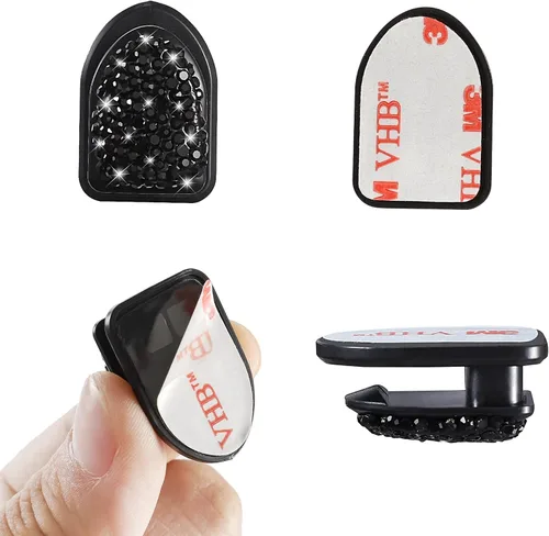 Miniatura 5 de WINKA Ganchos brillantes para automóvil, 4 piezas, accesorios de cristal, lindo gancho para salpicadero, llaves, lentes de sol, gancho