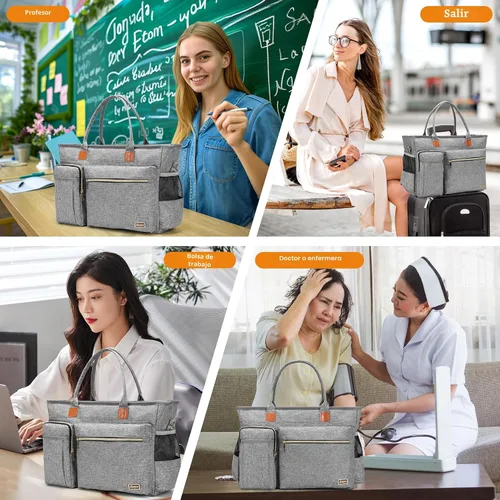 Miniatura 2 de Bolsa de mano para laptop, bolsa de mano para profesores para mujer, trabajo, 15.6 pulgadas, bolsa de mano para computadora portátil, bolsa de mano