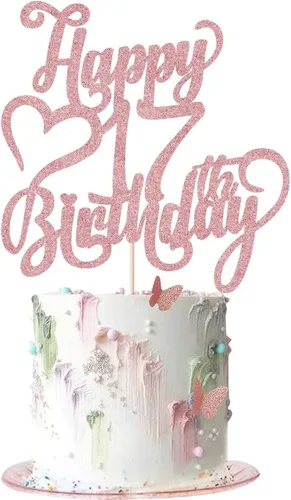 Miniatura 25 de Decoración para tarta de cumpleaños número 15 con purpurina dorada – 15 aniversario/cumpleaños – Hello 15, Cheers to 15 años, 15 & Fabulous Cake