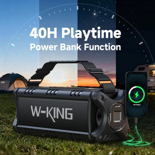 Miniatura 5 de W-KING - Altavoz Bluetooth, potente altavoz Bluetooth de 50 W, resistente al agua, gran altavoz portátil para exteriores inalámbrico para graves