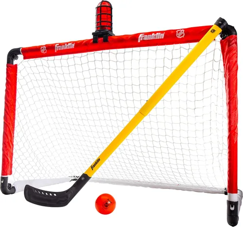 Franklin Sports Juego de Portería de Hockey Mini - Juego de Portería de Hockey NHL con Luz para Hockey de Rodilla y Palo con Pelota de Hockey -