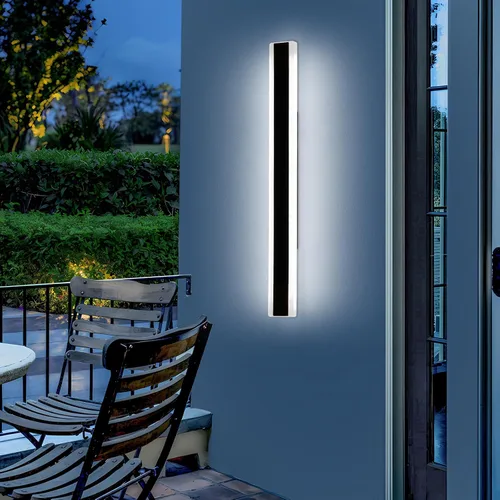 Miniatura 118 de Luz de pared exterior moderna de 47 pulgadas, accesorios de iluminación exterior de acrílico negro de 3000K, montaje en pared, luces de porche
