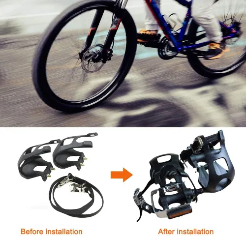 Miniatura 4 de EKDJKK 1 par de pedales de bicicleta con clip para los dedos del pie y correa, jaulas de clips para dedos de bicicleta, cubierta de pie de pedal