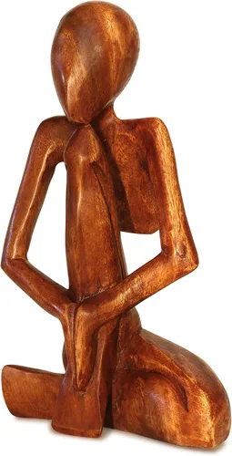 Miniatura 2 de G6 Collection Escultura abstracta de 12 pulgadas, arte hecho a mano de madera – Hombre rezando – Estatua para decoración del hogar, decoración