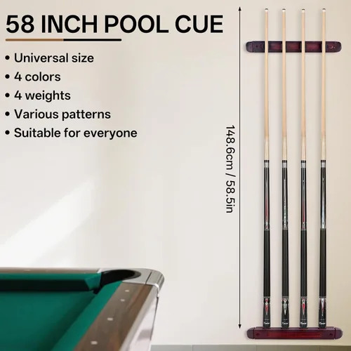 Miniatura 2 de Kmise Pool Stick Set of 4, 58" Canadian Maple Pool Cue Sticks for Adults, 18 19 20 21oz Professional Billiards Pool Cue for Bar House Pool Table 4