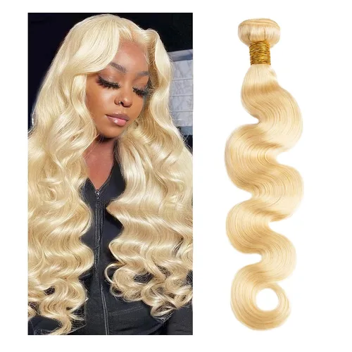 Miniatura 10 de Extensiones de cabello humano ondulado rubio 613 de 12 pulgadas, 100% sin procesar, grado 14A, cabello humano virgen brasileño sin procesar, 1