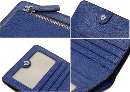 Miniatura 7 de BIG SALE-AINIMOER billetera de bolsillo pequeña con cremallera, plegable, compacta de cuero con bloqueo por identificación por radiofrecuencia