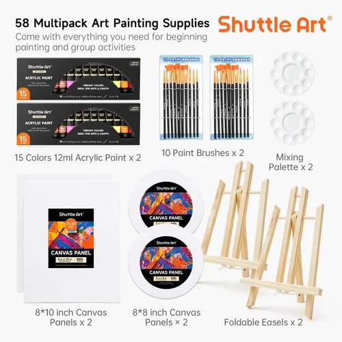 Miniatura 3 de Shuttle Art Kit de pintura para adultos y parejas, kit de pintura para citas nocturnas y manualidades, con 2 paquetes de pintura de 15 colores, 2