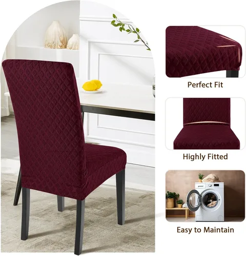 Miniatura 5 de SearchI Juego de 2 fundas elásticas para sillas Parsons de comedor, fundas elásticas con estampado de elastano, extraíbles, lavables, fundas
