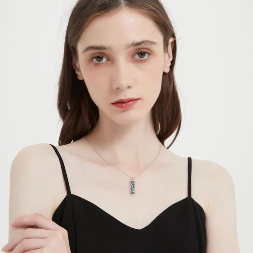 Miniatura 25 de Collar con colgante de urna de cenizas de cremación y árbol de la vida para mujer, plata de ley US1