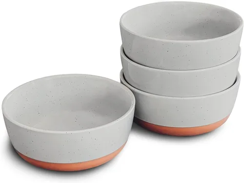 Mora - Juego de 4 cuencos planos de cerámica de 25 oz - Para sopa, ensalada, arroz, cereales, desayuno, cena, servir, avena, etc. - Cuenco de Earl