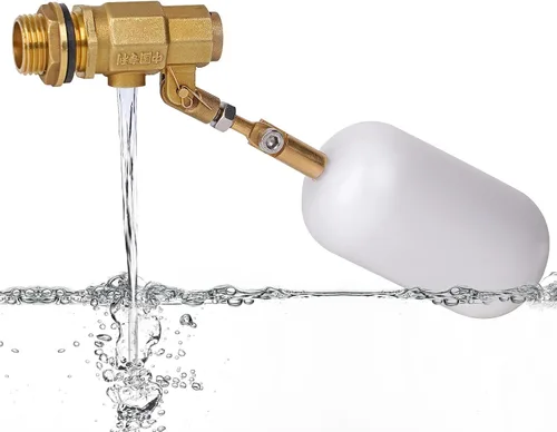 Válvula de flotador de 1/2 pulgada, válvula de latón con válvula de bola de flotador de agua de plástico con brazo ajustable llenado automático para