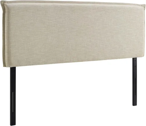 Miniatura 2 de Modway Camille - Cabecera tapizada en tela de lino, color beige con ribete francés