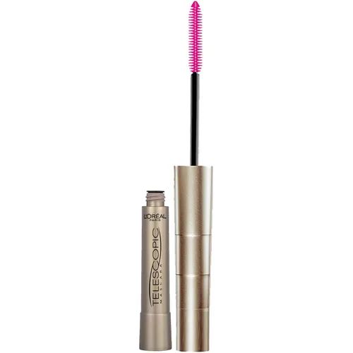 L'Oreal Paris - Máscara de alargamiento de pestañas, maquillaje telescópico original, con cepillo de doble precisión para separar pestañas, lavable,
