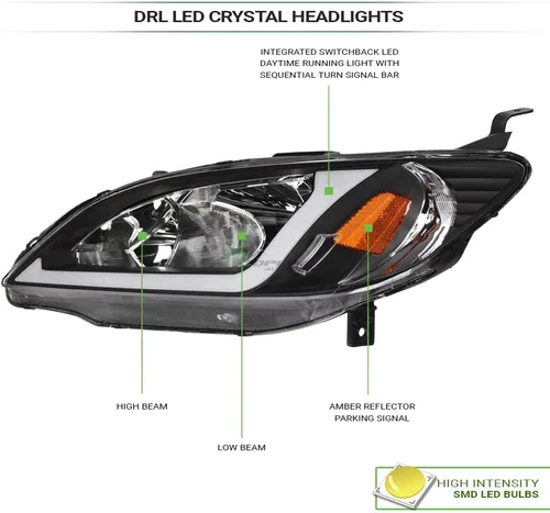 Miniatura 3 de 7422446340312 Compatible con Honda Civic 2004-2005 2 puertas coupé / 4 puertas sedán Switchback Barra de tira de LED secuencial estribos de luz