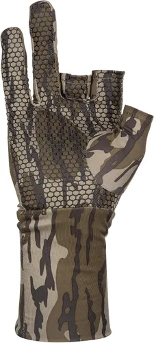 Miniatura 5 de North Mountain Gear Guantes de caza de camuflaje para hombre, sin dedos, forro de guante ligero Mossy Oak Bottomland