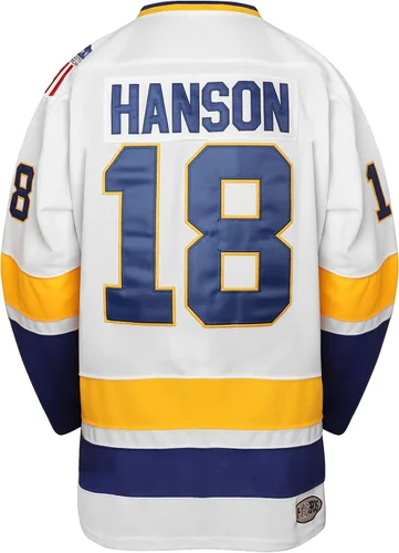 Miniatura 39 de Phoneutrix Hanson Brothers Charlestown Chiefs 16 Jack 17 Steve 18 Jeff Slap Shot Movie Hockey Jersey Azul