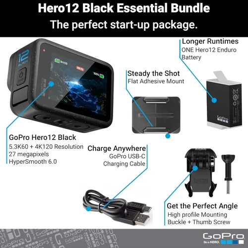 Miniatura 2 de GoPro Hero12 Black - Paquete de comercio electrónico – Cámara de acción impermeable con video Ultra HD 5.3K60, fotos de 27 MP, HDR, sensor de imagen
