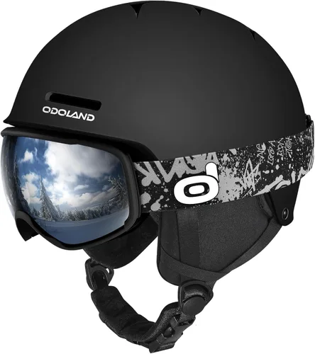 Miniatura 13 de Odoland Casco de esquí para niños, casco de nieve con gafas de esquí para niños y niñas, a prueba de golpes, resistente al viento, cascos deportivos