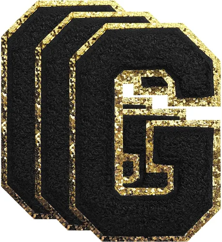 Miniatura 90 de 3 parches de números de chenilla negra, tamaño grande de 4-1/2" parches de números para planchar, parches universitarios para ropa, 8" Borde oro rosa
