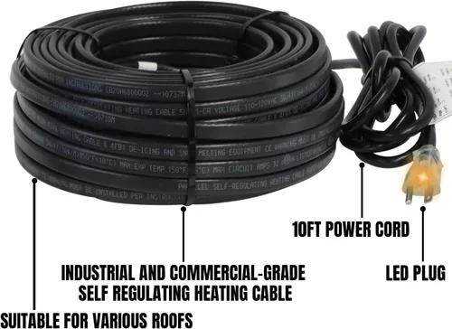 Miniatura 7 de HEATIT PLSR1 12 pies 120 V Cable de calefacción autorregulable de grado industrial y comercial, diseño de uso a largo plazo, resistente, húmedo o 12