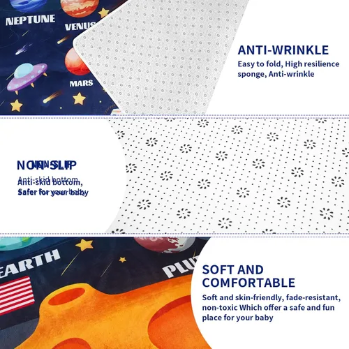 Miniatura 5 de Alfombra de juegos para niños, alfombra de espacio exterior del sistema solar, alfombra educativa para niños, alfombra de juego para niños
