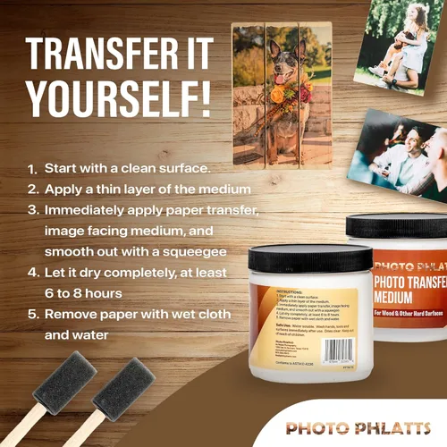 Miniatura 4 de Gel medio de transferencia de fotos para transferir fotos a madera y otras superficies duras. Solución de secado transparente prémium para obtener