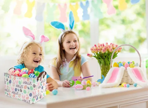 Miniatura 4 de g - Paquete de 3 cestas de Pascua rectangulares, organizadores de almacenamiento de Pascua para niños y niñas, decoración de huevos de conejo