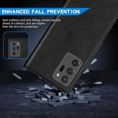 Miniatura 7 de ZZXX Funda tipo cartera para Samsung Galaxy Note 20 Ultra con bloqueo RFID, ranura para tarjetas, función atril, cierre magnético, funda protectora