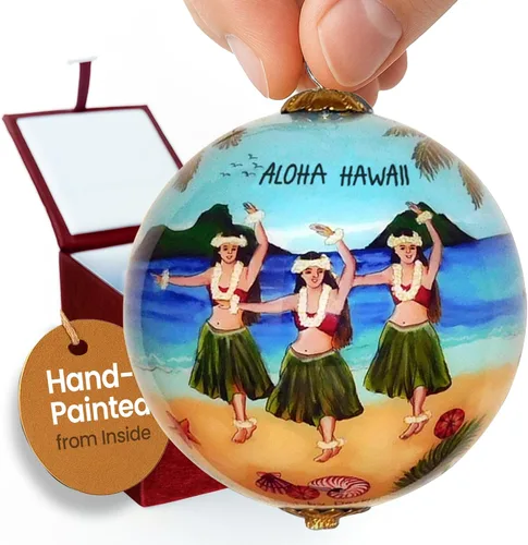 Miniatura 15 de Adorno coleccionable de tortugas marinas hawaianas coleccionables, pintado a mano desde el interior del cristal TA/H 2-Multicolor
