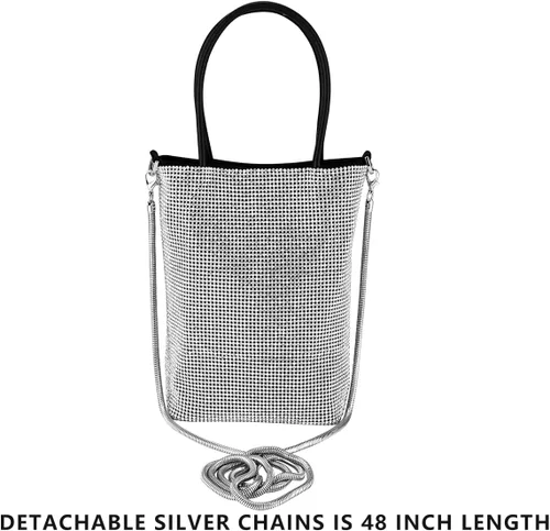 Miniatura 9 de Bolso de mano con borlas de cristal con asa de muñeca, para cóctel, fiesta, boda, noche