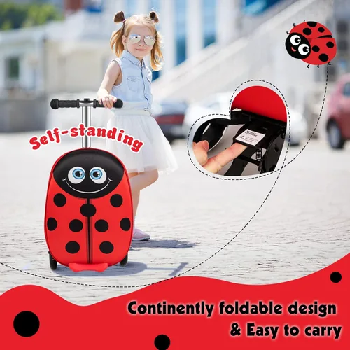 Miniatura 6 de HONEY JOY Maleta de scooter para niños, equipaje de mano de 18 pulgadas con ruedas LED iluminadas, carcasa impermeable y mango retráctil, maleta
