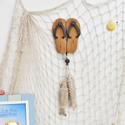 Miniatura 3 de Aecipl Ganchos de pared de madera para colgar chanclas, letrero de decoración temática de playa, gancho náutico para toallas para baño, dormitorio
