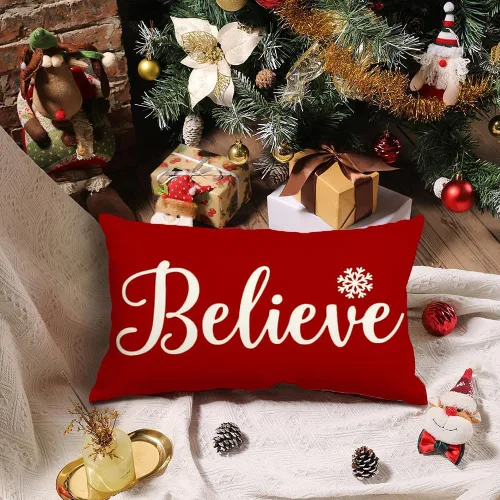 Miniatura 4 de RABUSOFA Fundas de almohada de Navidad de 12 x 20 pulgadas, fundas de almohada lumbares de Navidad, fundas decorativas de Navidad para exteriores