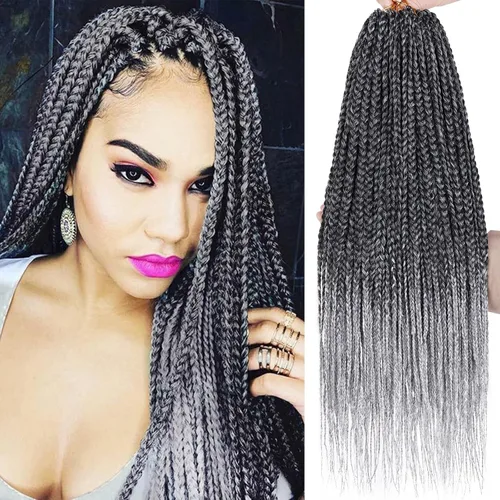 Miniatura 41 de XTREND 10 Pulgadas 6 Paquetes Trenzas de Caja de Ganchillo Cabello Pre-anudado Sin Nudos Bobo Trenzas de Caja 3X Extensiones de Cabello Trenzado 1b#