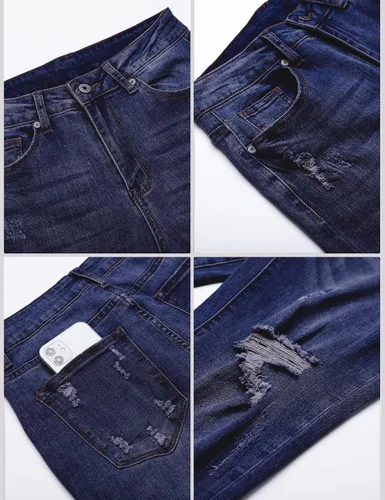 Miniatura 5 de luvamia Pantalones capri para mujer, elásticos, de cintura alta, desgastados, rasgados, ajustados, recortados