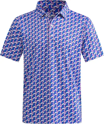 Miniatura 31 de DEOLAX Camisa de golf para hombre, con estampado de moda, atlética, de manga corta, clásica, casual, ajuste seco, suave, para hombres