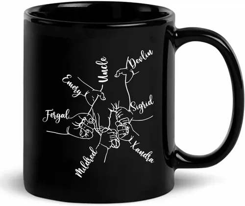 Miniatura 13 de Taza de café personalizada con la bandera estadounidense para el abuelo y el día del padre, nombres personalizados para papá y niños, taza