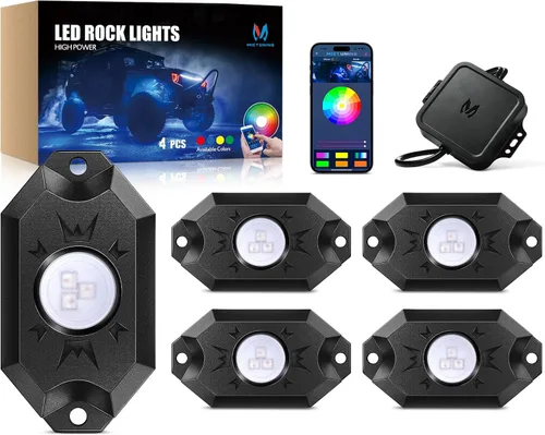 Miniatura 9 de MICTUNING C2+ RGB+IC Luces de Roca con Colores Cambiantes, Impermeables IP68, 2 piezas de Luces de Neón para Rocas (No Incluye Controlador)