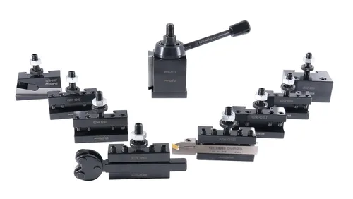 Accusize Industrial Tools AXA - Juego de 11 postes de herramientas de cambio rápido tipo cuña para torno de 6 a 12 pulgadas, incluye 1 corte y