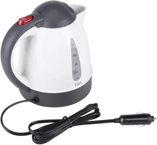Fdit Hervidor eléctrico portátil para automóvil, viaje por carretera, encendedor de cigarrillos DC12V/24V agua calentada, té, café, caldera, apagado