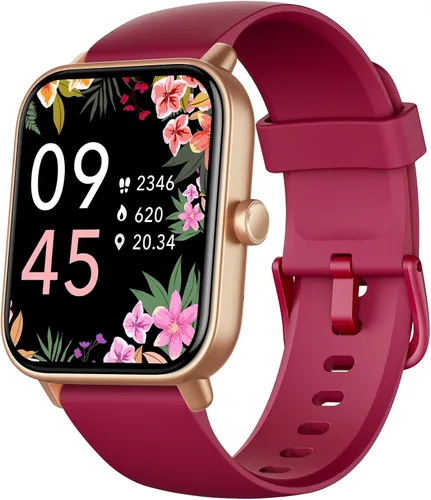 Fitpolo Reloj inteligente para mujer, pantalla táctil de 1.8 pulgadas, llamada Bluetooth, Alexa integrado, monitor SpO2 de frecuencia cardíaca 24/7,