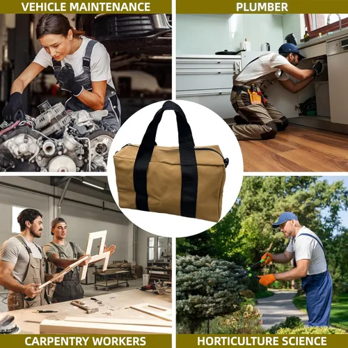 Miniatura 7 de BLIRITEL Bolsa de herramientas portátil de 12 pulgadas de boca ancha, bolsa de almacenamiento de herramientas de lona resistente, bolso de mano