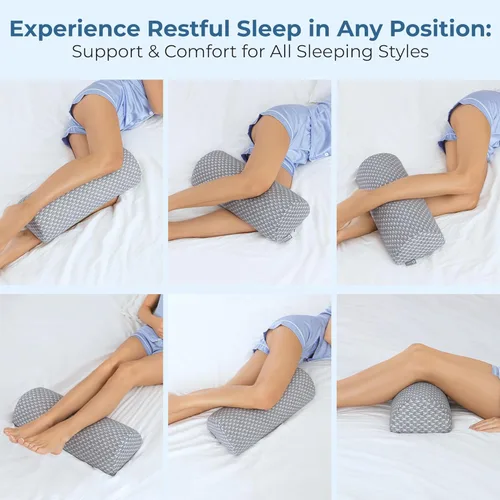 Miniatura 4 de 5 STARS UNITED Half Moon Bolster - Almohada semirenrollable y almohada de rodilla para personas que duermen de lado, 100% espuma viscoelástica