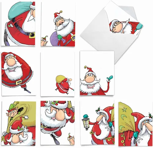 Miniatura 11 de The Best Card Company - 10 tarjetas navideñas de Santa con sobres - Juego surtido en caja, tarjetas navideñas para niños (4 x 5.12 pulgadas)