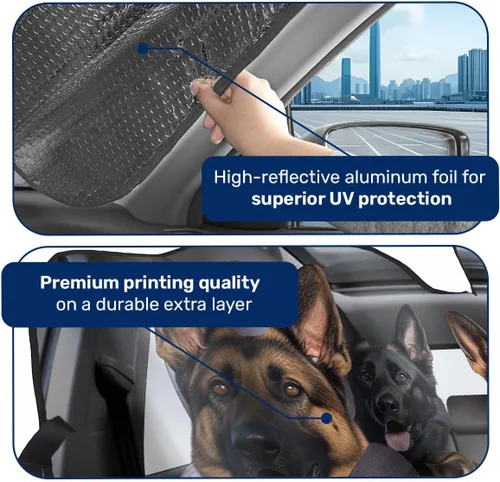 Miniatura 4 de GENANY Parasol divertido para parabrisas de la familia de perros de pastor alemán para automóvil, SUV, camión (55 x 30 pulgadas), parasol