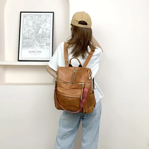 Miniatura 3 de Mochila de moda para mujer Bolsas de diseño multiusos Bolsa de hombro de cuero sintético Bolsa de viaje
