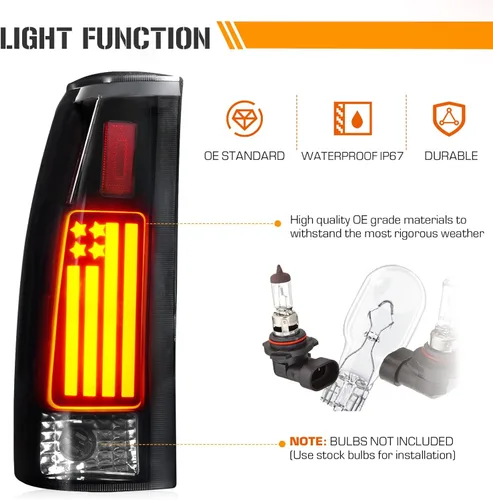 Miniatura 6 de Ensamble de luces traseras LED Youxmoto para Chevy GMC Silverado Sierra C/K 1500 2500 3500 1988-1999, Suburban C/K 1992-1999, Blazer 1992-1994