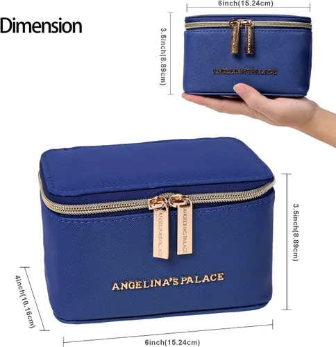 Miniatura 3 de Angelina's Palace Estuche organizador de joyas, regalos de dama de honor, bolsa de viaje, caja de cuero vegano para collar, aretes, pulsera